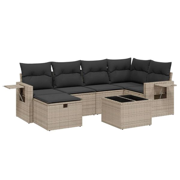 vidaXL 6 Piece Garden Sofa Set with Cushions Grey Poly Rattan