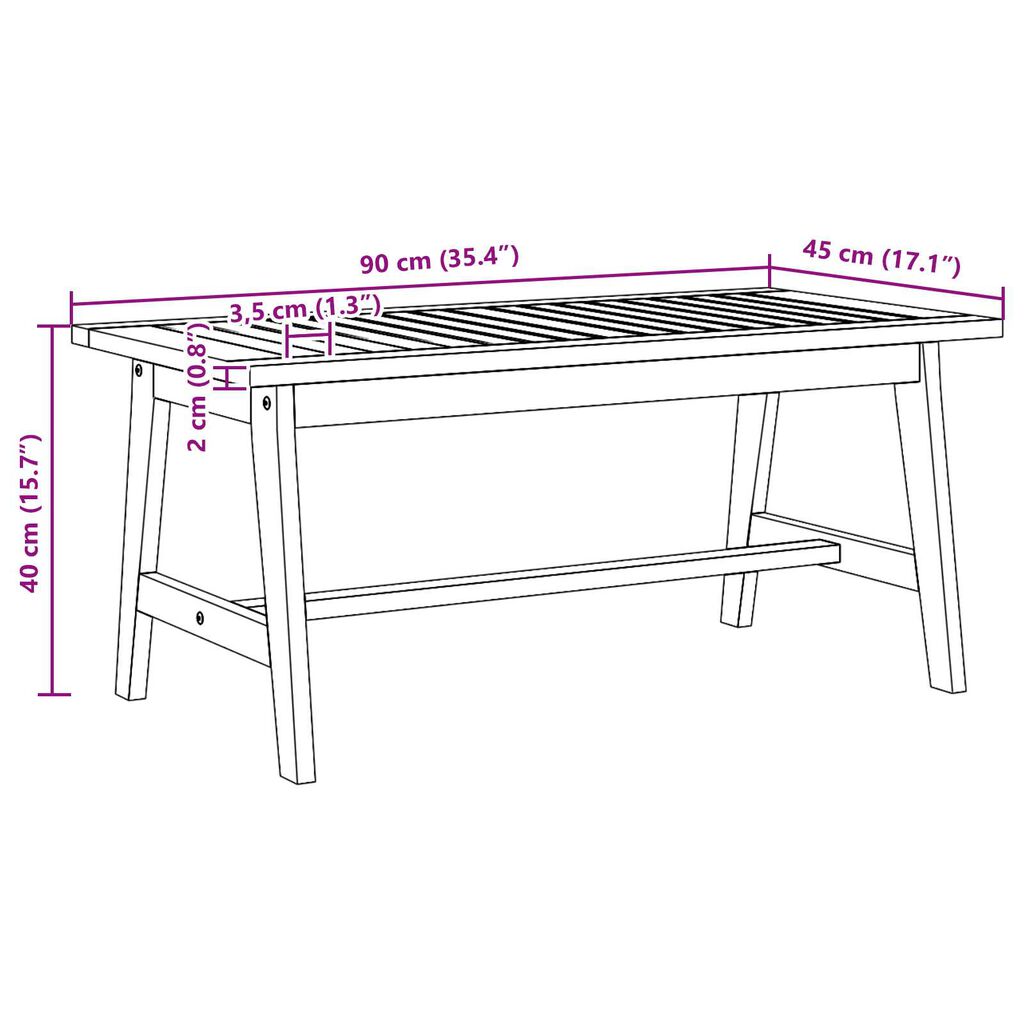 vidaXL Coffee Table 90x45x40 cm Solid Wood Acacia
