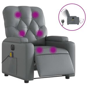 vidaXL Electric Massage Recliner Chair Grey Faux Leather