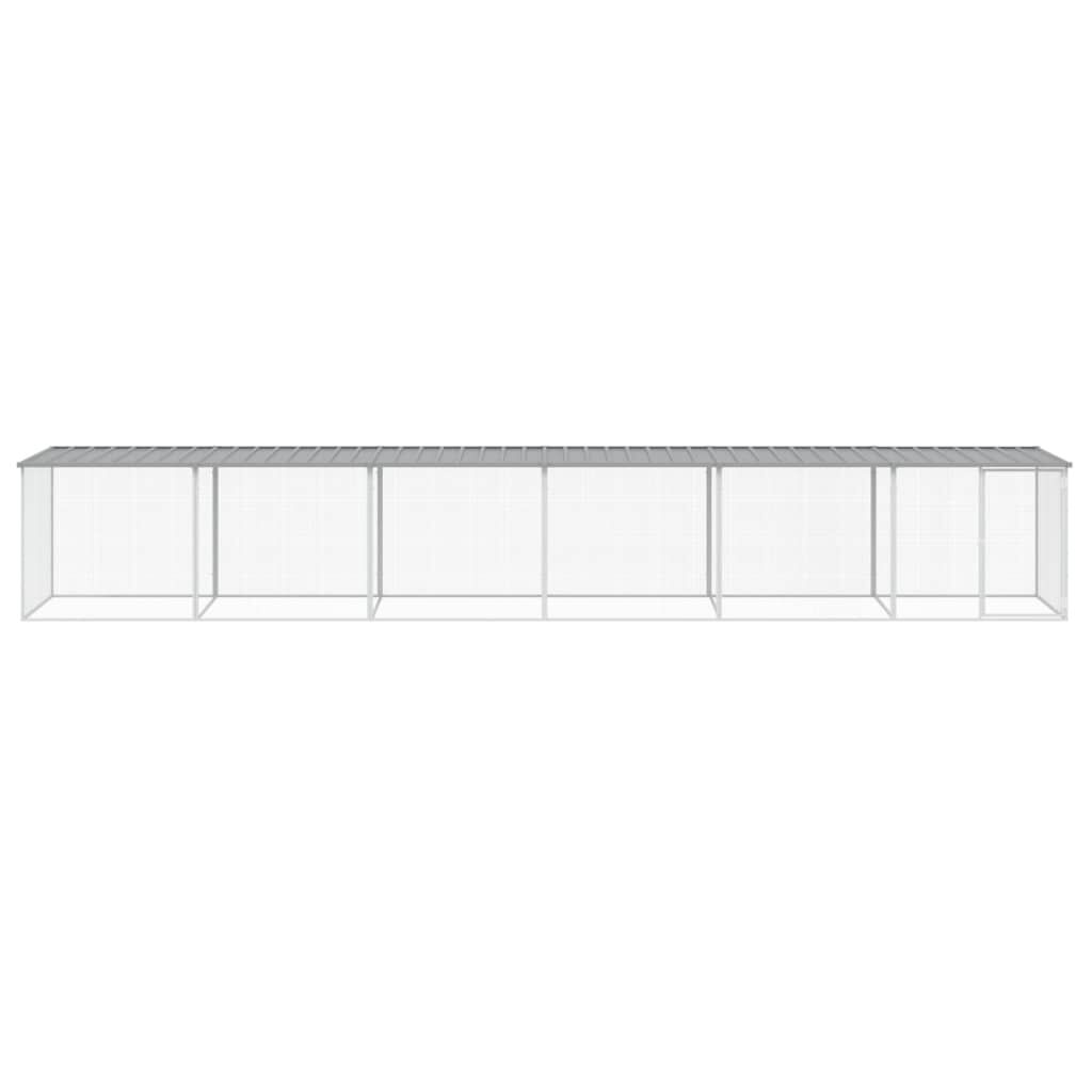 vidaXL Chicken Cage with Roof Light Grey 603x98x90 cm Galvanised Steel