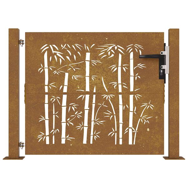 vidaXL Garden Gate 105x105 cm Corten Steel Bamboo Design