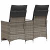 vidaXL Reclining Garden Sofa 2-Seater with Table Grey Poly Rattan