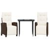 vidaXL 3 Piece Garden Dining Set with Cushions Brown Poly Rattan