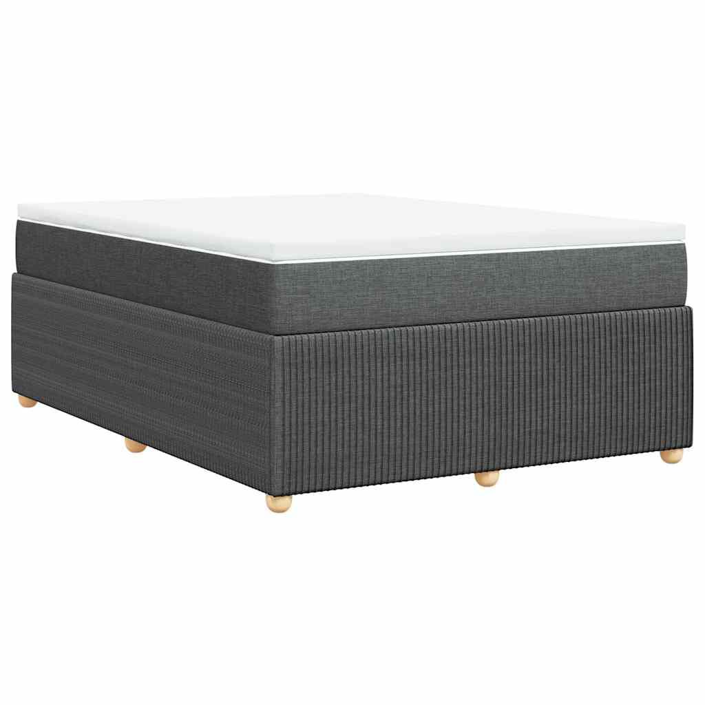 vidaXL Box Spring Bed with Mattress Dark Grey Full Fabric