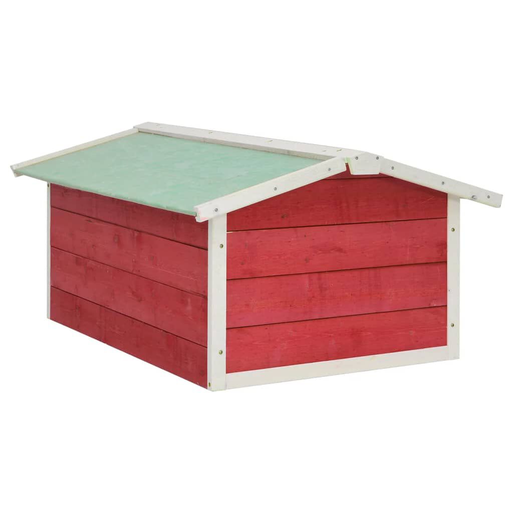 vidaXL Robotic Lawn Mower Garage 72x87x50 cm Red and White Firwood