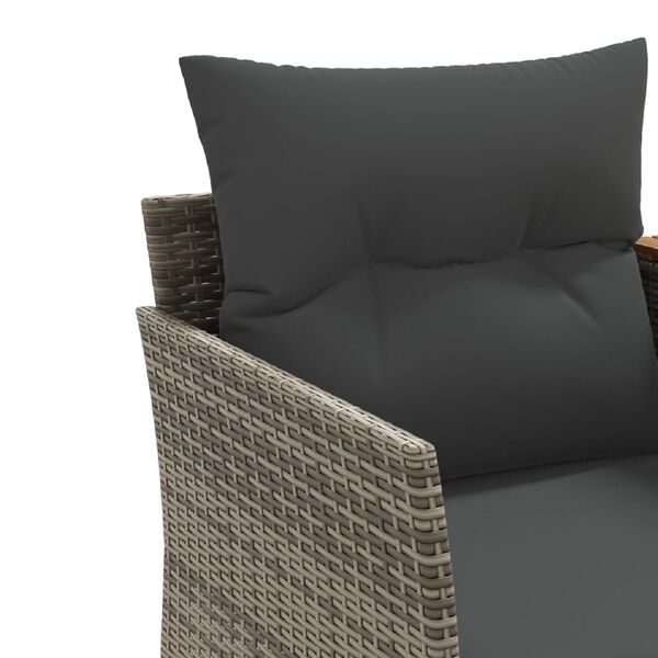 vidaXL Garden Sofa 2-Seater with Stools Grey Poly Rattan