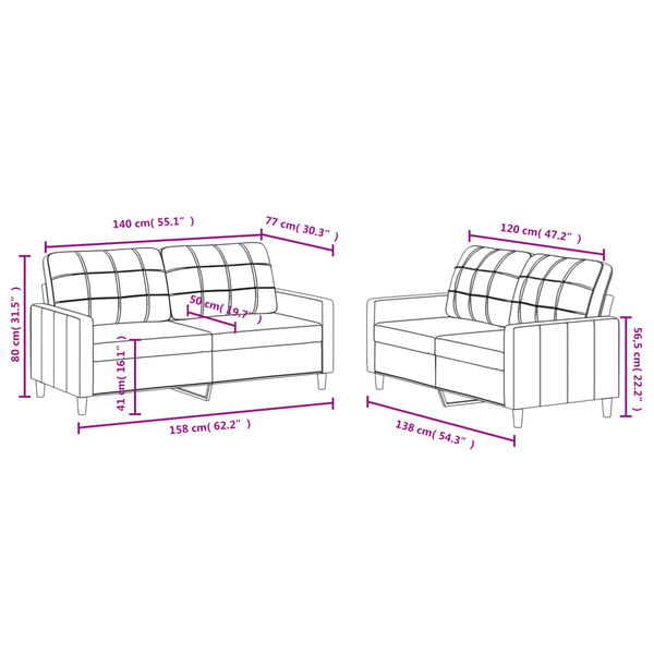 vidaXL 2 Piece Sofa Set with Cushions Dark Grey Fabric