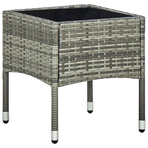vidaXL 3 Piece Bistro Set with Cushions Poly Rattan Grey