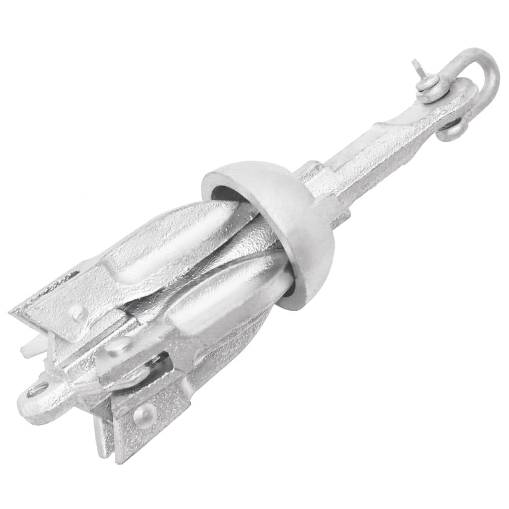 vidaXL Folding Anchor with Rope Silver 0.7 kg Hot Dip Galvanized Cast Iron