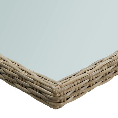 vidaXL Garden Dining Table Brown 200x100x74 cm Glass and Poly Rattan