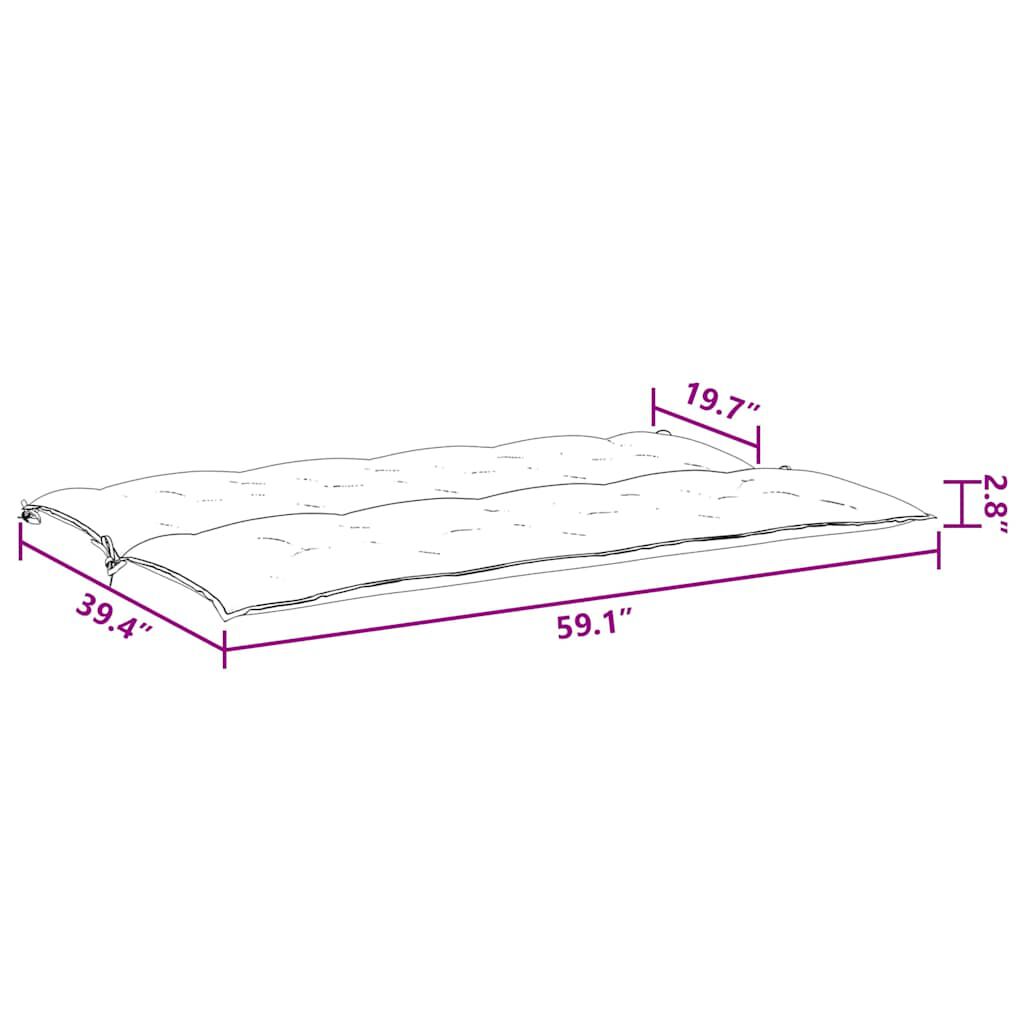 vidaXL Garden Bench Cushion Black 150x(50+50)x7cm Oxford Fabric
