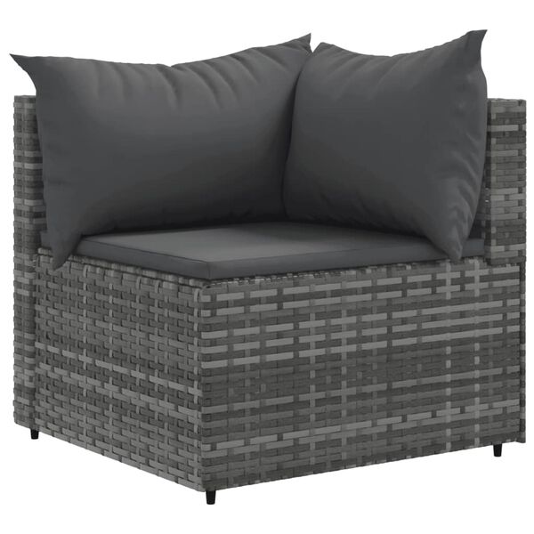 vidaXL 11 Piece Garden Sofa Set with Cushions Grey Poly Rattan