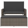 vidaXL Garden Bench with Cushions and Footstool Grey Poly Rattan