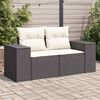 vidaXL Garden Sofa with Cushions 2-Seater Black Poly Rattan