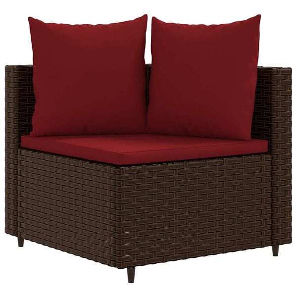 vidaXL 5 Piece Garden Sofa Set with Cushions Brown Poly Rattan