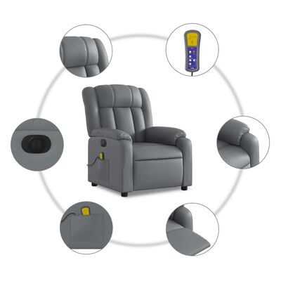 vidaXL Electric Massage Recliner Chair Grey Faux Leather