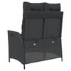 vidaXL Reclining Garden Bench with Cushions Black Poly Rattan