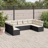 vidaXL 9 Piece Garden Sofa Set with Cushions Black Poly Rattan