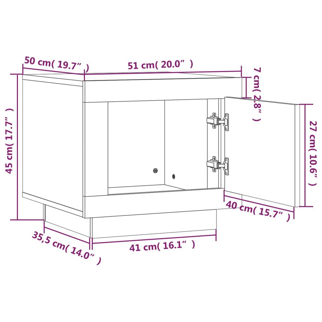 vidaXL Coffee Table Black 51x50x45 cm Engineered Wood