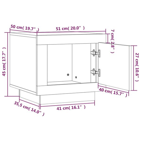vidaXL Coffee Table Black 51x50x45 cm Engineered Wood