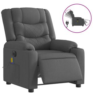 vidaXL Electric Massage Recliner Chair Dark Grey Fabric