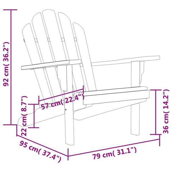 vidaXL Garden Adirondack Chair 79x95x92 cm Solid Wood Teak