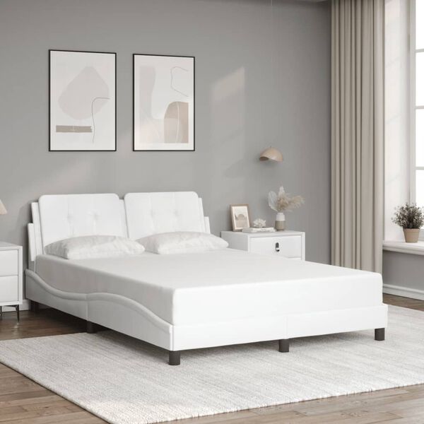 vidaXL Bed Frame with LED without Mattress "Zadar" White 137x190 cm