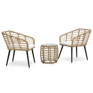 vidaXL 3 Piece Bistro Set Poly Rattan Oak