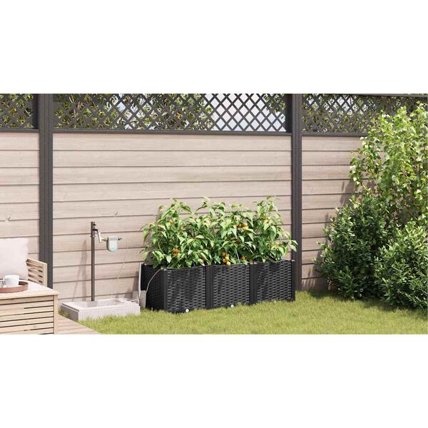 vidaXL Garden Planter 3 pcs Black Steel