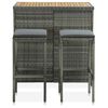 vidaXL 3 Piece Bar Set Poly Rattan Grey
