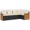 vidaXL 5 Piece Garden Sofa Set with Cushions Black Poly Rattan