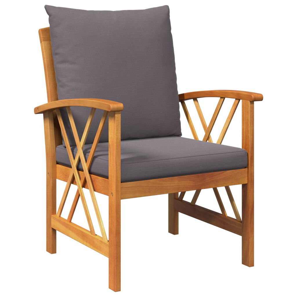 vidaXL 3 Piece Garden Lounge Set with Cushions Solid Acacia Wood