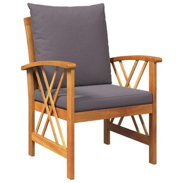 vidaXL 3 Piece Garden Lounge Set with Cushions Solid Acacia Wood