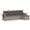 vidaXL 5 Piece Garden Sofa Set with Cushions Grey Poly Rattan