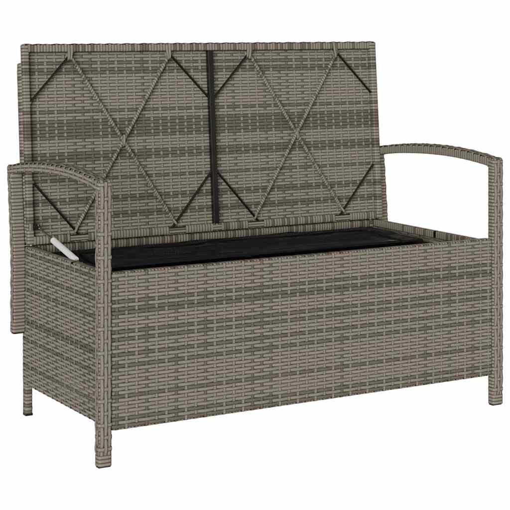 vidaXL Garden Storage Bench with Cushion Grey Poly Rattan
