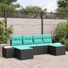vidaXL Garden Sofa Set with Cushion 6 pcs Black Poly rattan