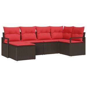 vidaXL Sofa Set 6 pcs Brown Poly Rattan