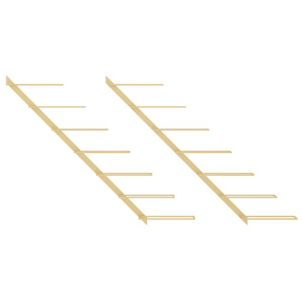 vidaXL Wall-mounted Wine Rack for 7 Bottles 2 pcs Gold Metal