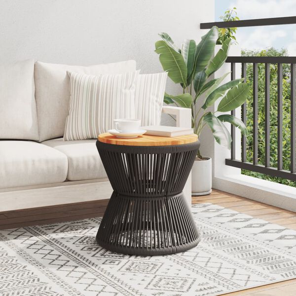 vidaXL Coffee Table with Wire Base Black Ø 45x44 cm Solid Wood Acacia
