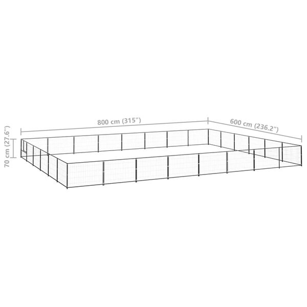 vidaXL Dog Kennel Black 48 m² Steel