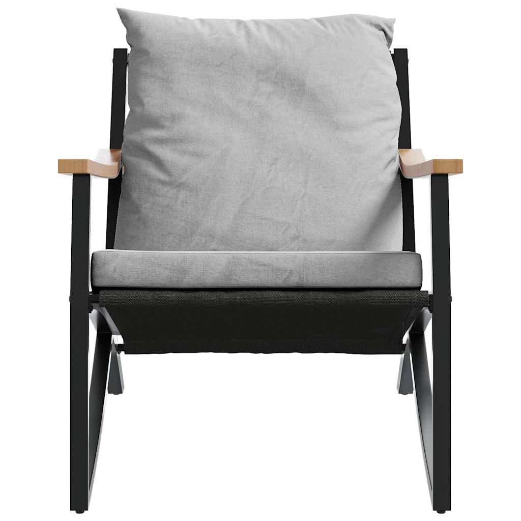 vidaXL 3 Piece Balcony Furniture Set with Cushions Black Steel