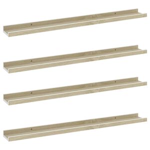 vidaXL Wall Shelves 4 pcs White and Sonoma Oak 80x9x3 cm