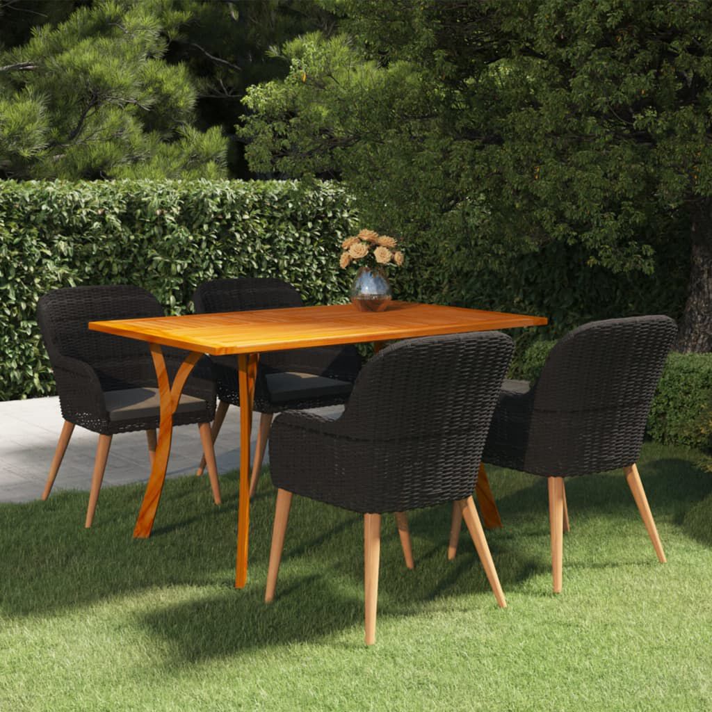 vidaXL 5 Piece Garden Dining Set Black
