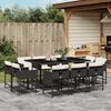 vidaXL 11 Piece Garden Dining Set with Cushions Black Poly Rattan