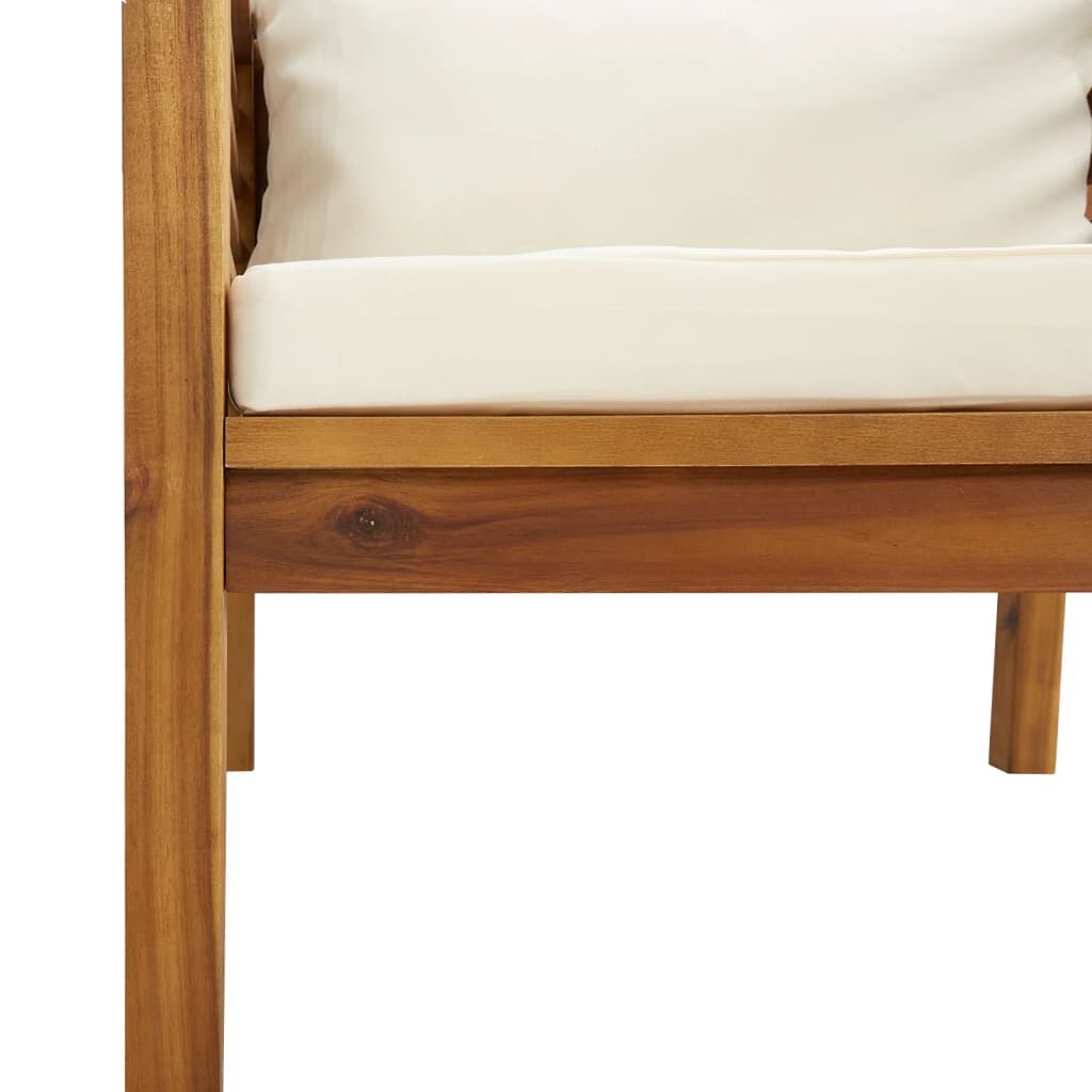 vidaXL 5 Piece Garden Lounge Set with Cream Cushion Solid Acacia Wood