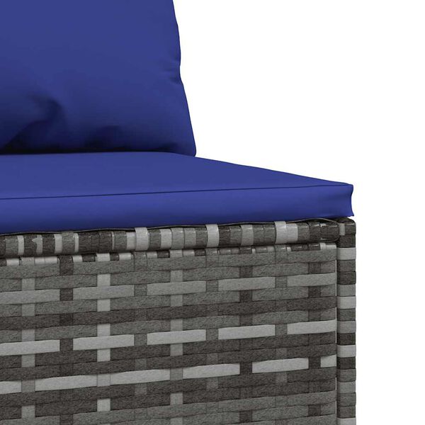 vidaXL Garden Middle Sofa with Cushions Grey Poly Rattan