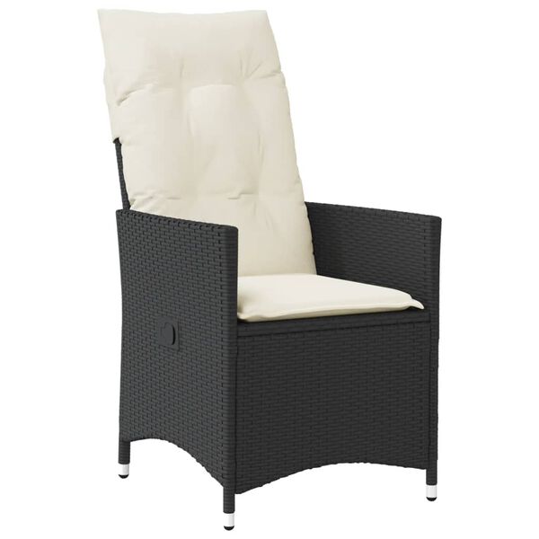vidaXL 11 Piece Garden Bistro Set with Cushions Black Poly Rattan