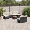 vidaXL 10 Piece Garden Sofa Set with Cushions Black Poly Rattan