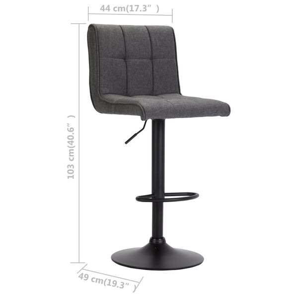 vidaXL Bar Stool Dark Grey Fabric