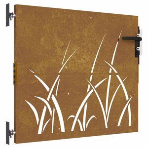 vidaXL Garden Gate 85x75 cm Corten Steel Grass Design